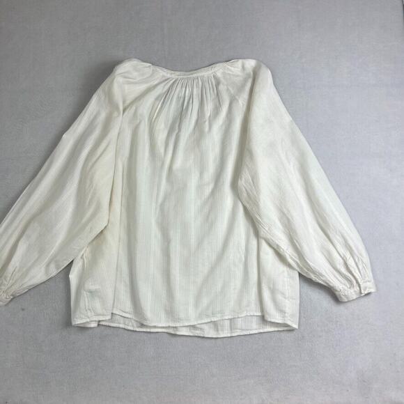 Old Navy Blouse Women's XL Textured Dobby Top Sea Salt Cream Boho Peasant - Picture 3 of 10